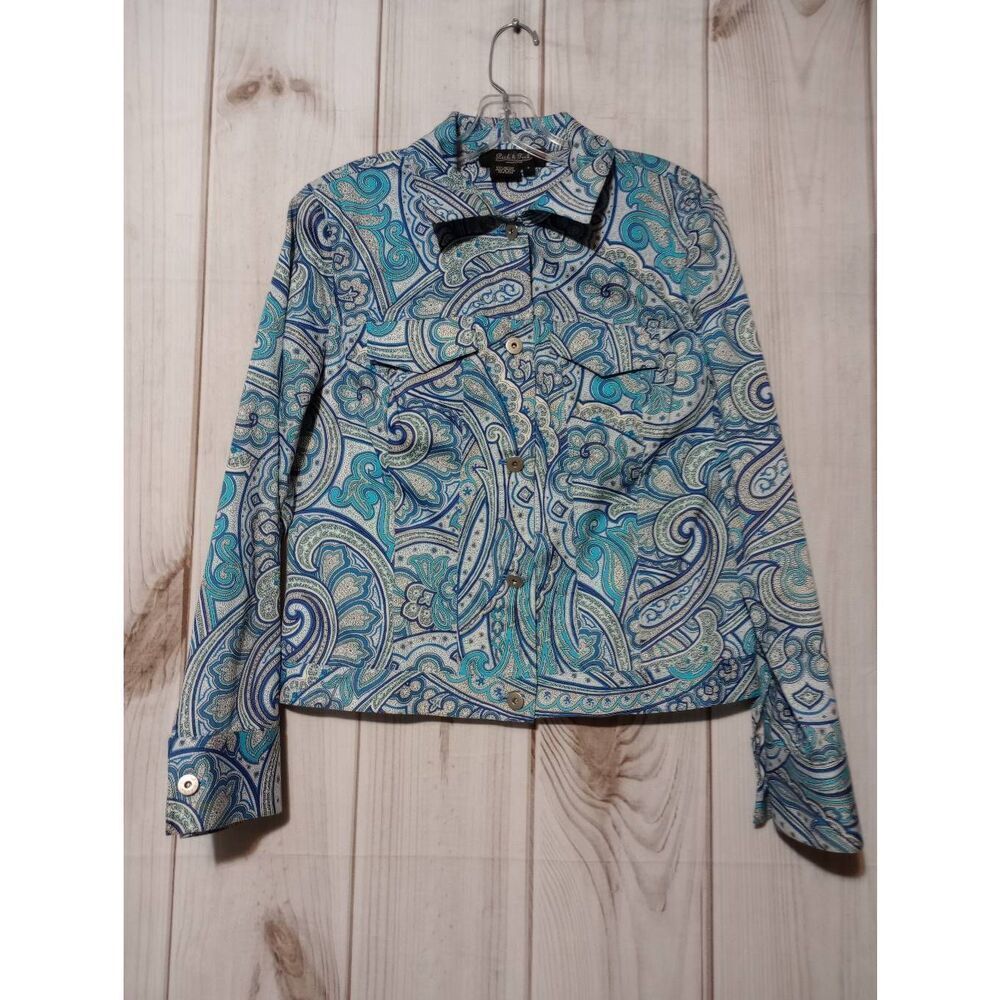 Peck and Peck Blazer Ladies 8 Blue Paisley